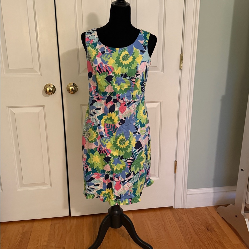 Talbots Vibrant Floral Mini Dress - Blue and Green